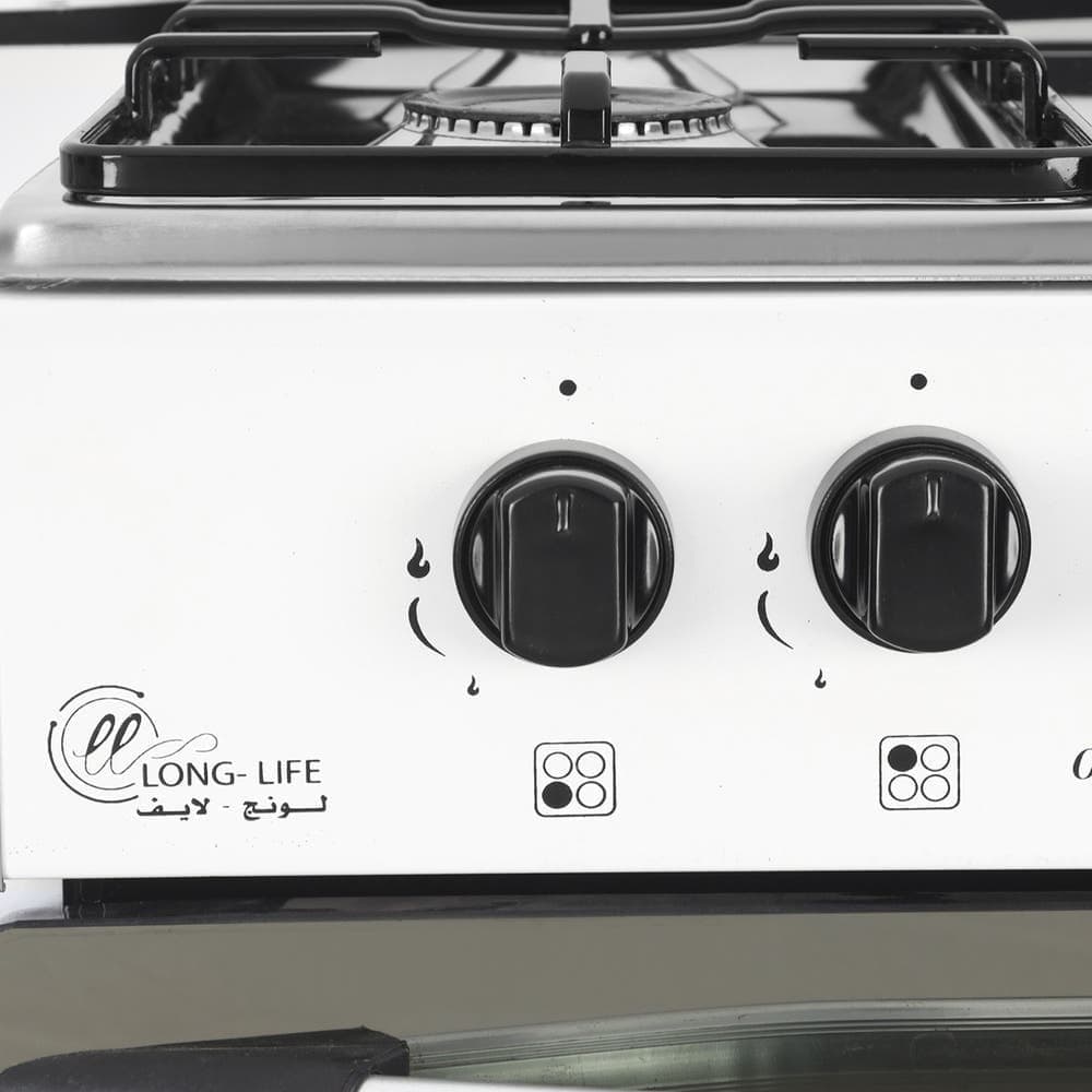 Long Life | Economical Stove, 4 Burners, 55×55 cm - White Black