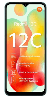 Xiaomi Redmi 12C Dual SIM, 128GB, 6GB RAM, 4G LTE - Mint Green