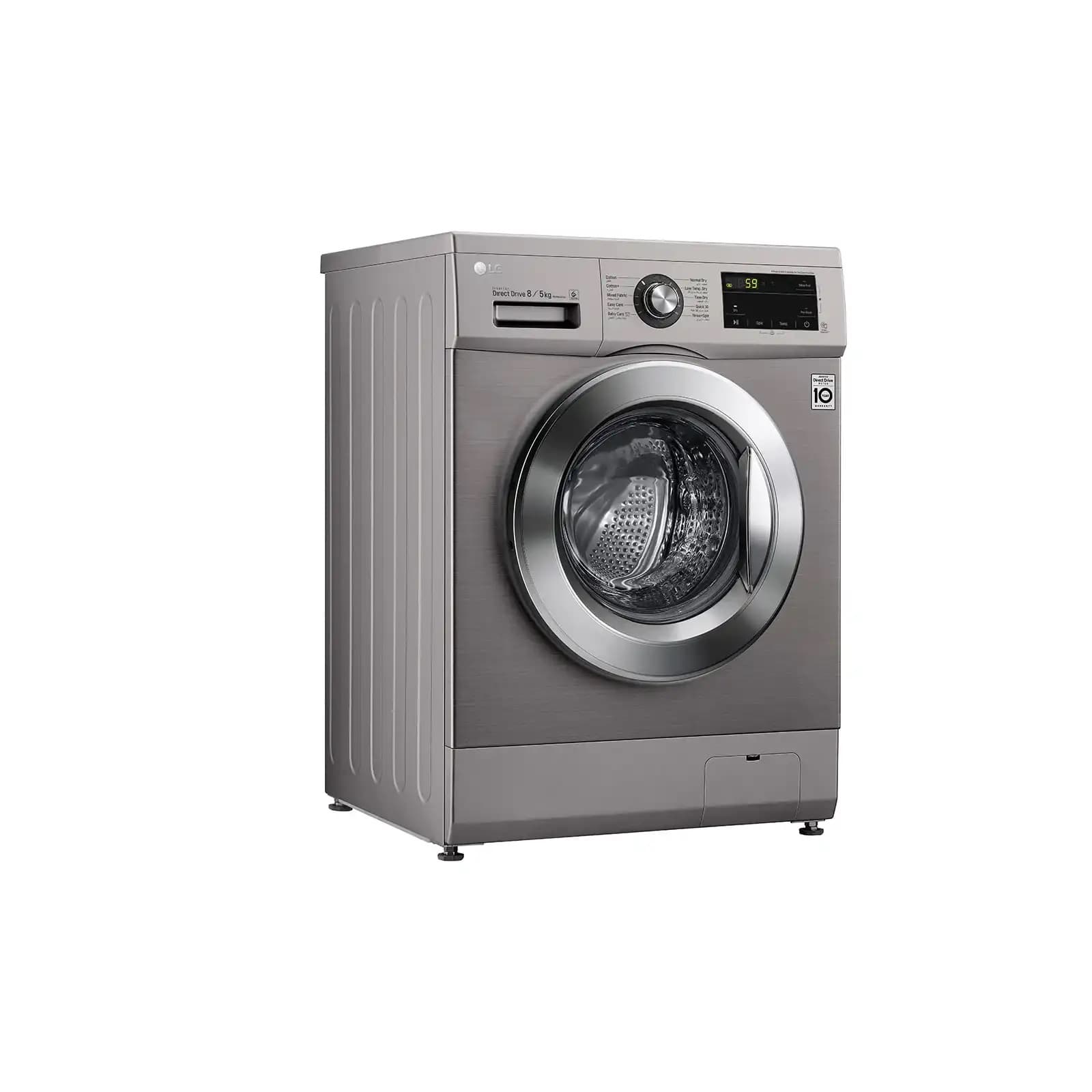 LG I Front Load Automatic Washer with Dryer, Inverter Motor, 8 Kg - Silver, F4J3TMG5P