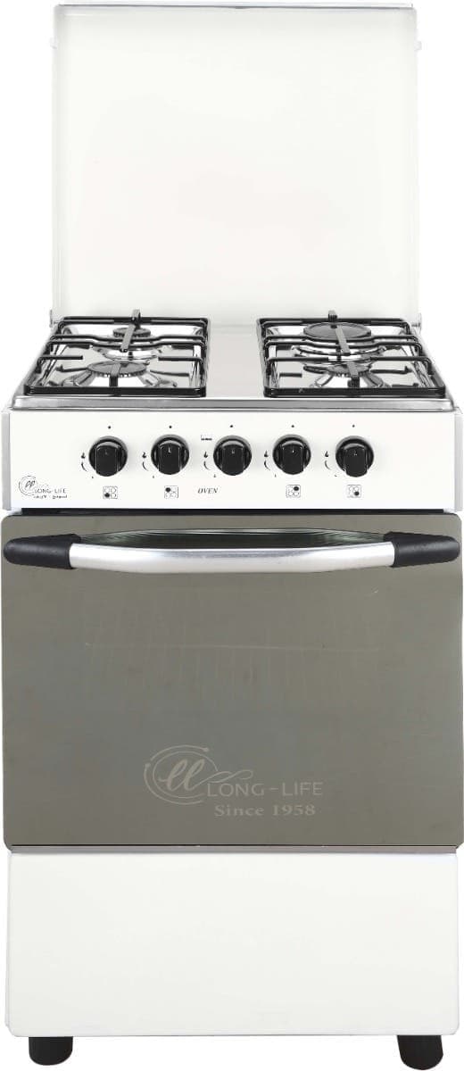 لونج لايف | بوتجاز اقتصادي، 4 شعلة، 55×55 سم - ابيض اسود