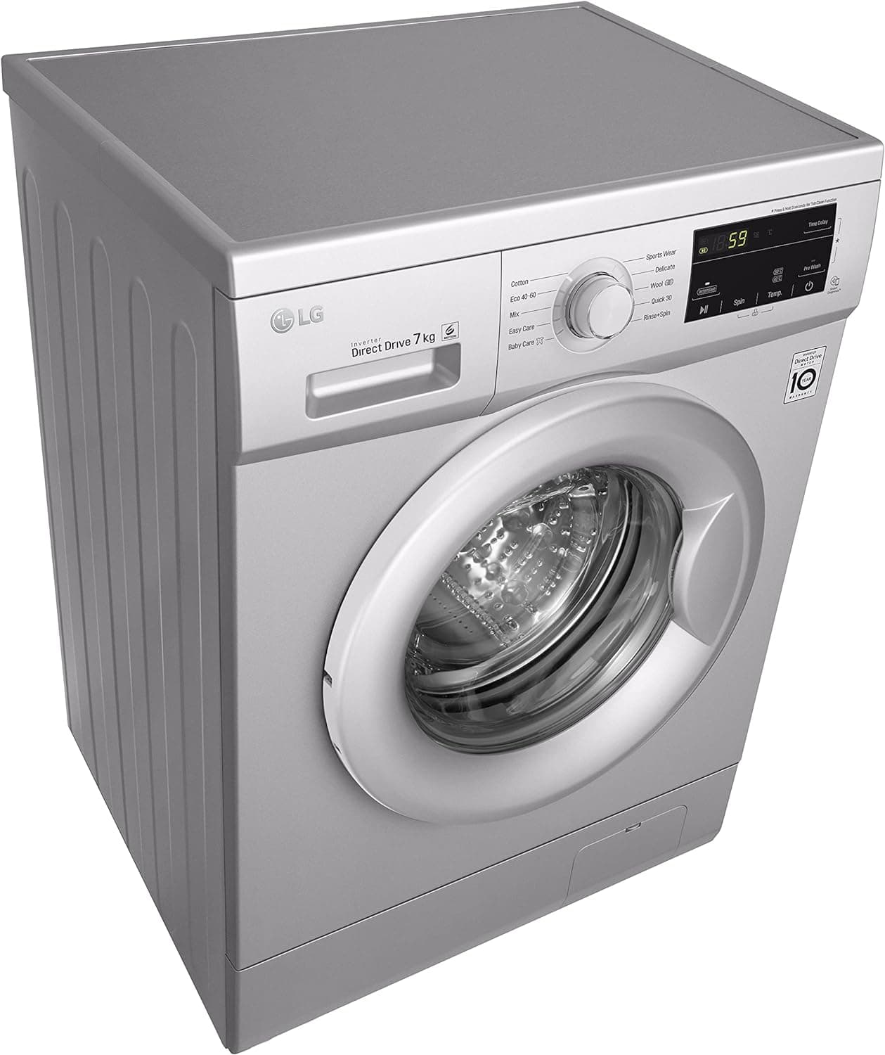 LG | Front Loading Washing Machine, 7 Kg, 1200 RPM - Silver, FH2J3QDNG5