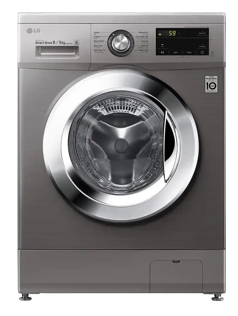 ال جي I غسالة أوتوماتيك تحميل أمامي مع مجفف، موتور انفرتر، 8 كجم - فضي، F4J3TMG5P