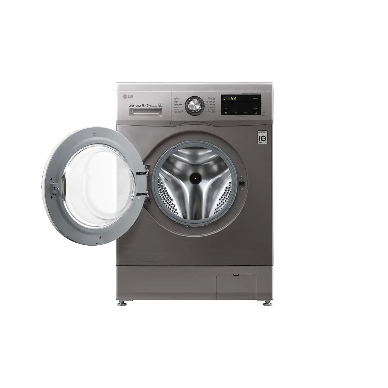 LG I Front Load Automatic Washer with Dryer, Inverter Motor, 8 Kg - Silver, F4J3TMG5P