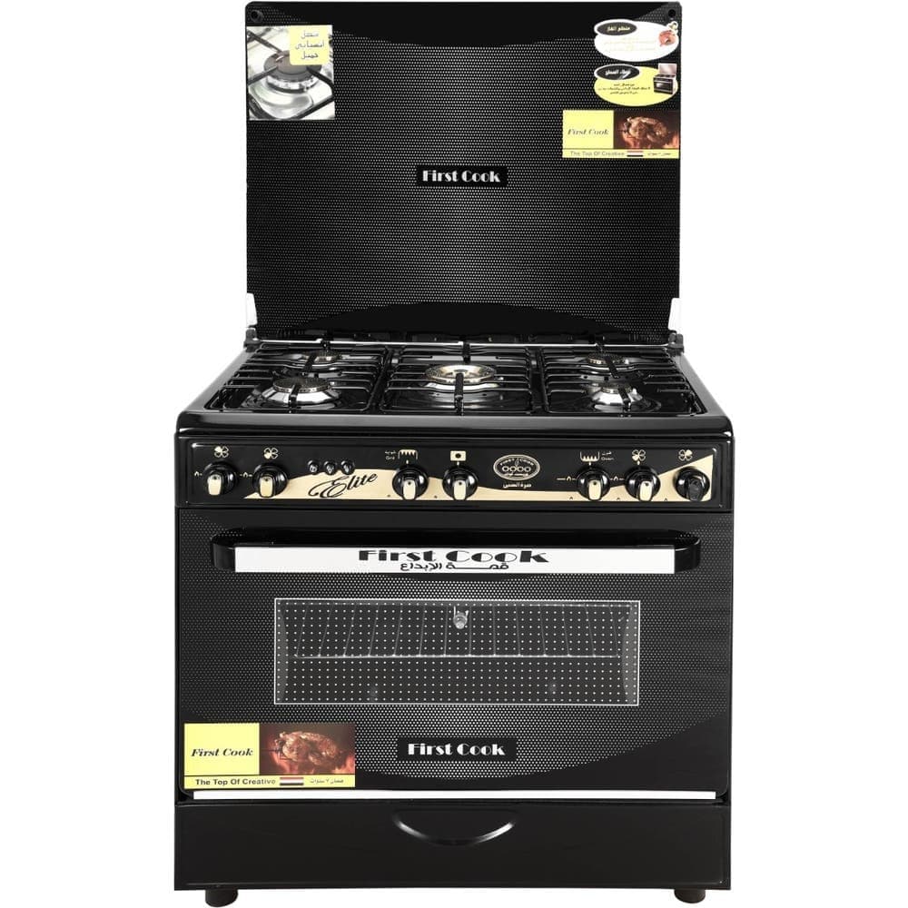 بوتجاز فيرست كوك، 5 شعلة، اشعال ذاتي، 80×60 سم - اسود ذهبي