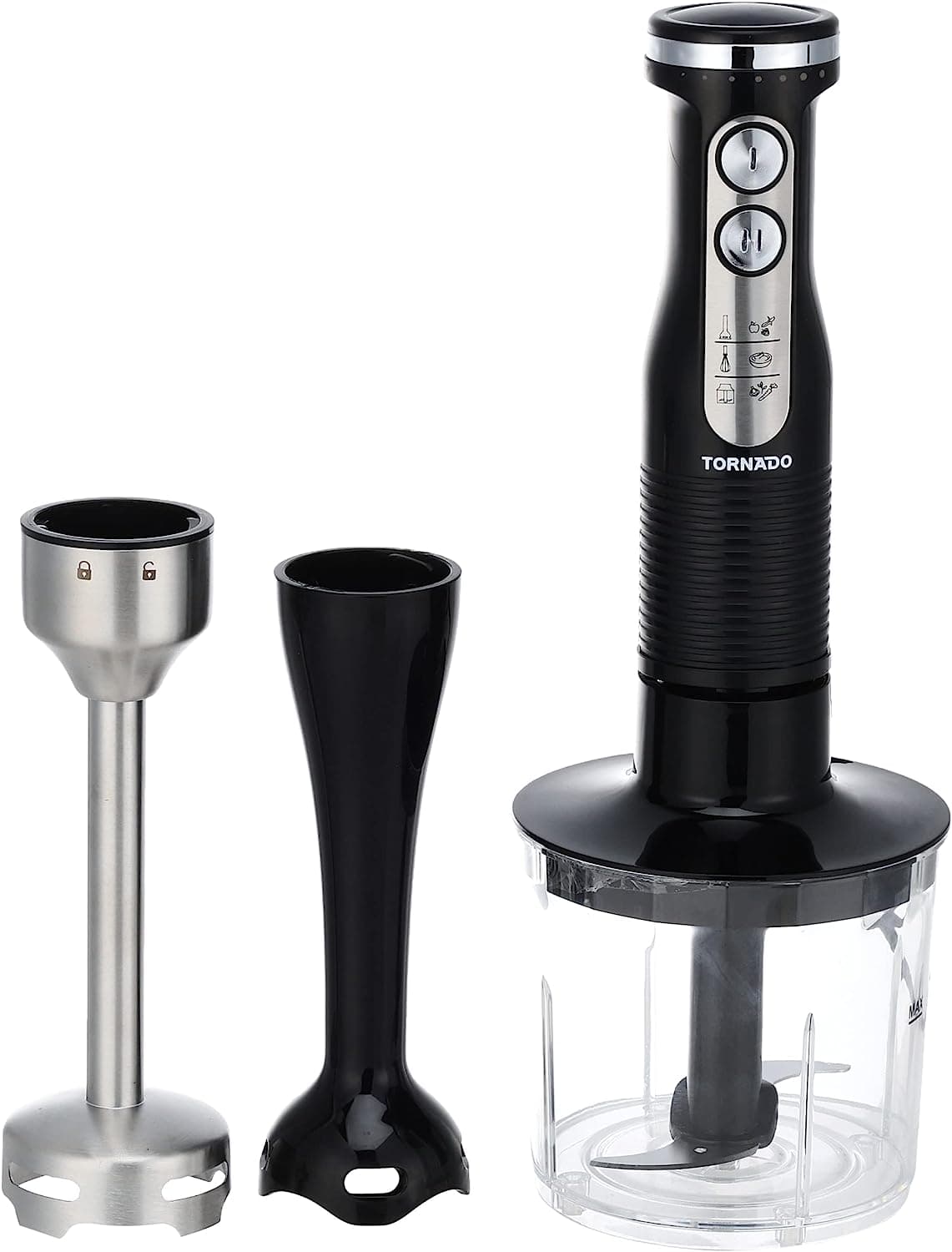 تورنيدو | خلاط يدوي، 600 وات، 500 مل - اسود، THB-600C