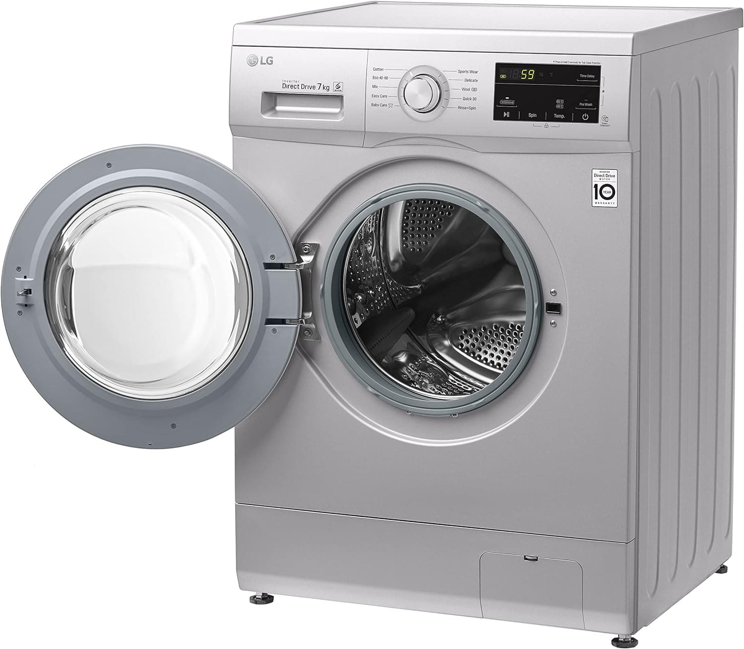 LG | Front Loading Washing Machine, 7 Kg, 1200 RPM - Silver, FH2J3QDNG5