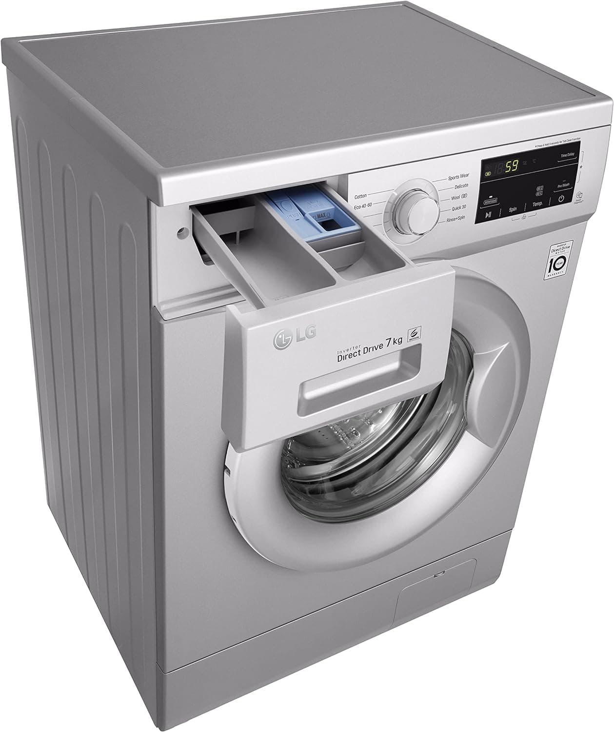 LG | Front Loading Washing Machine, 7 Kg, 1200 RPM - Silver, FH2J3QDNG5